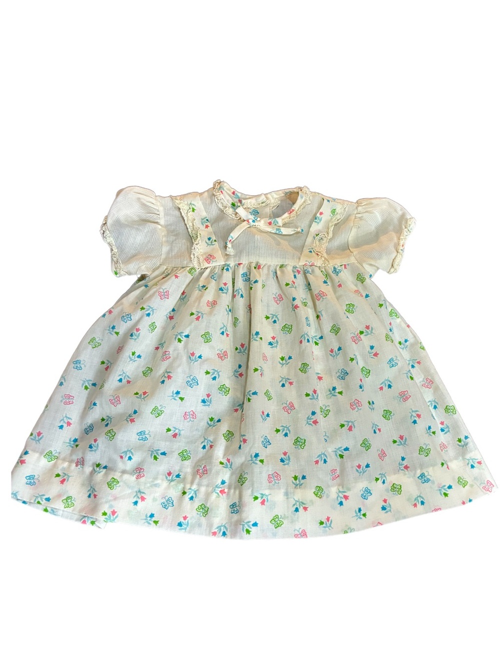 60s 70s Vintage JCPenney Toddle Time Baby Dress Floral/Butterfly Pastel 24 Month